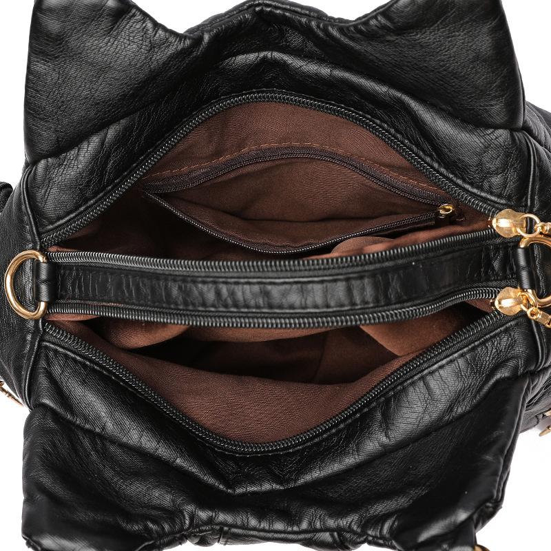 Braided Contrasting Women's Shoulder Bag Double-layer Large Capacity Street Trend Colorful Rivet Women's Shoulder Bag Pleated Bag
