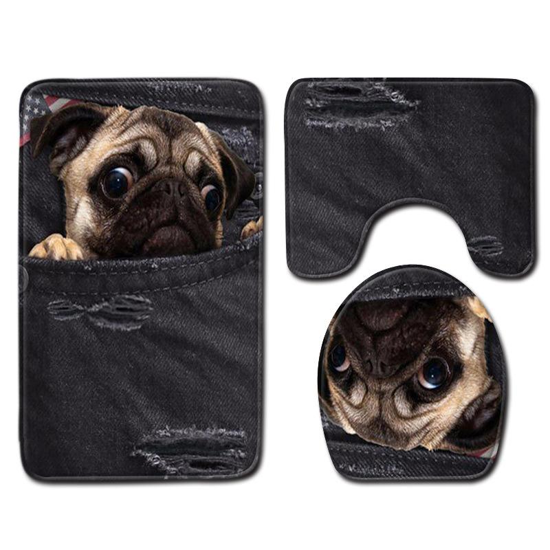 

Tree Hole 3D Toilet Floor Mat Animal Bathroom Non-Slip Mat Toilet Three-Piece Carpet Pattern Can Be 45 * 75 three-piece set