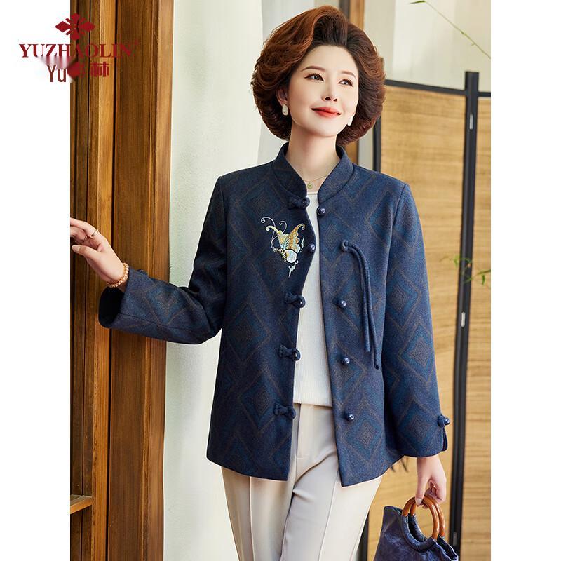 Yuzhaolin Women's Autumn/Winter Wool-Blend Coat for Seniors