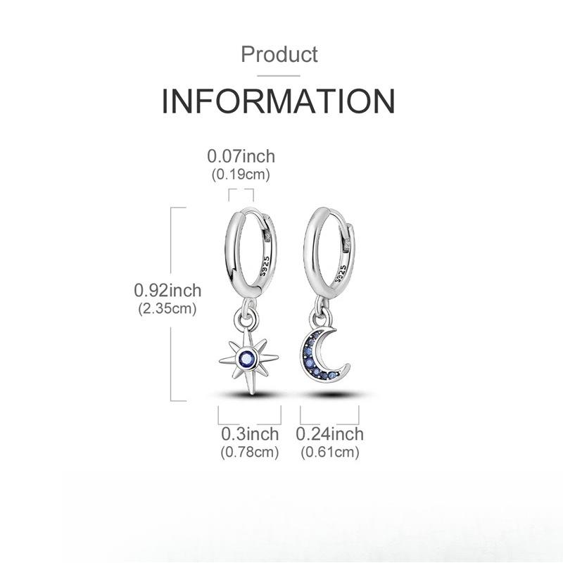 925 Sterling Silver Moon and Star Earrings Women Zirconium Drop Earring For Anniversary Wedding Jewelry Gifts