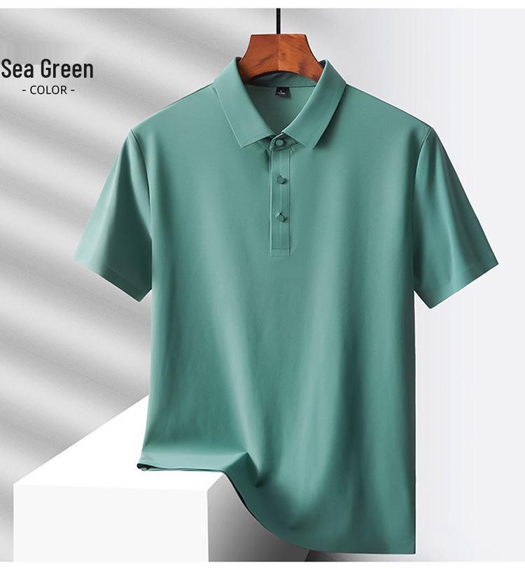 Custom Logo Quick-Dry Seamless Polo: Summer Ice Silk Cool Feel Lapel Short Sleeve Work Shirt