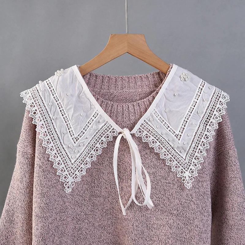 Fashion Lace Hollow Fake Collar Shawl Wrap Girls Doll Collar Detachable Shirt Collar Women Vintage Half Shirt Necklace Shawl