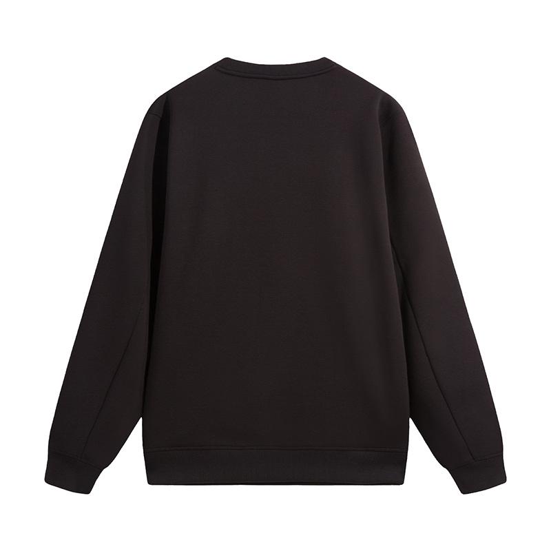 Li Ning Sweatshirts Unisex Black Crew Neck Moderate AWDVH41-1