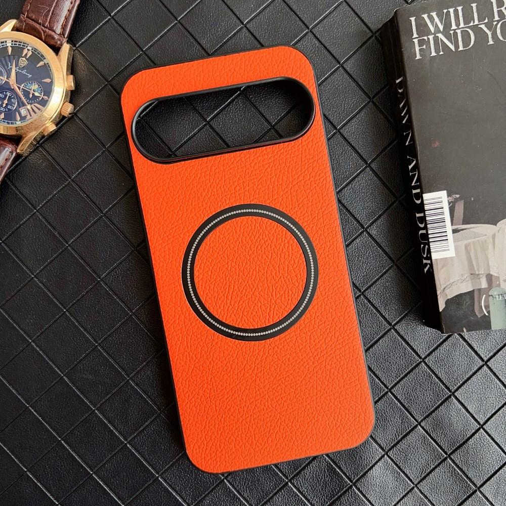 Luxury Business Leather Magsafe Case for Google Pixel 9 Pro XL PU Skin Feel Wireless Charging Magnetic Shockproof Protective Hard Back Cover