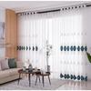 Luxury European Sheer Window Panels, Velvet Trim Embroidery, Transparent Grommet Top Drapes for Living Room