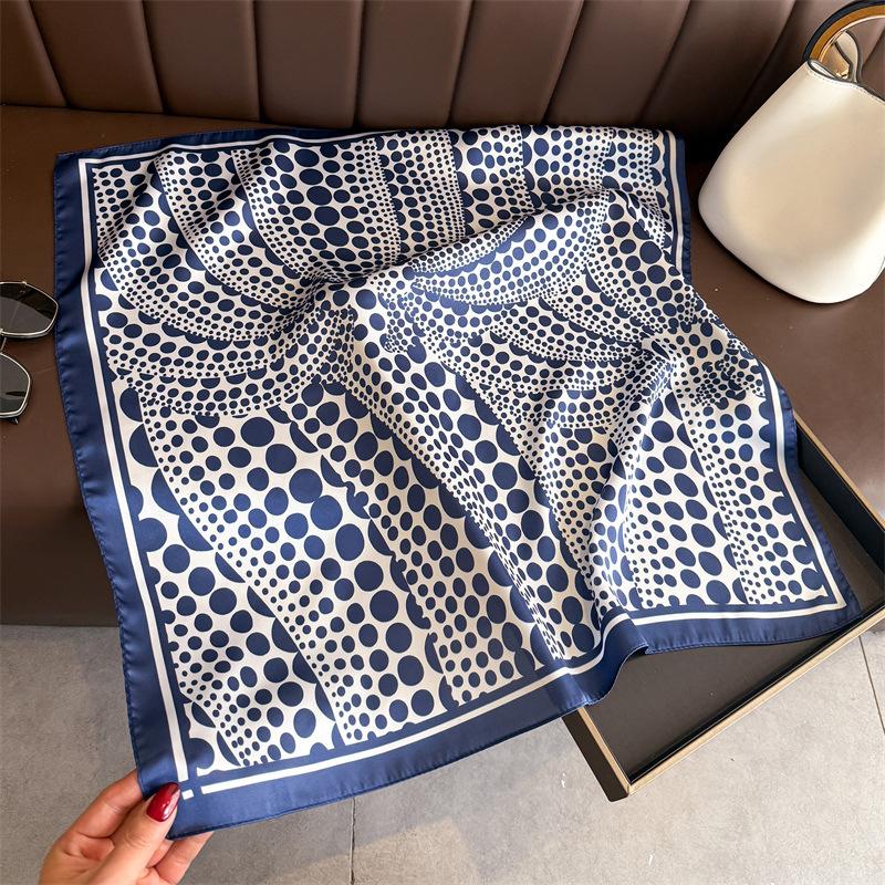 Art commuter style simulation silk printing silk scarf square scarf high-end shawl sunscreen neck small square scarf headscarf scarf