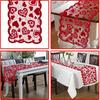 Mosoan Valentines Day Decor Table Runner - 13 x 72 Inch Red Lace Table Runner for Wedding Party, Valentines Decorations - Valentines Day Decor Home