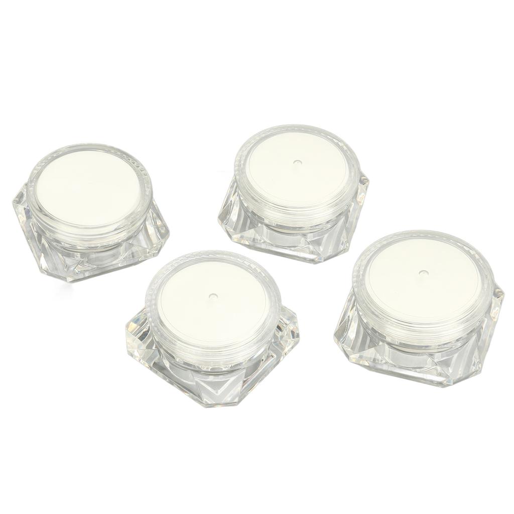 4Pcs Cream Jar Diamond Look Cosmetic Refillable Bottle Outdoor Travel Camping Plastic Compact Makeup Empty Container