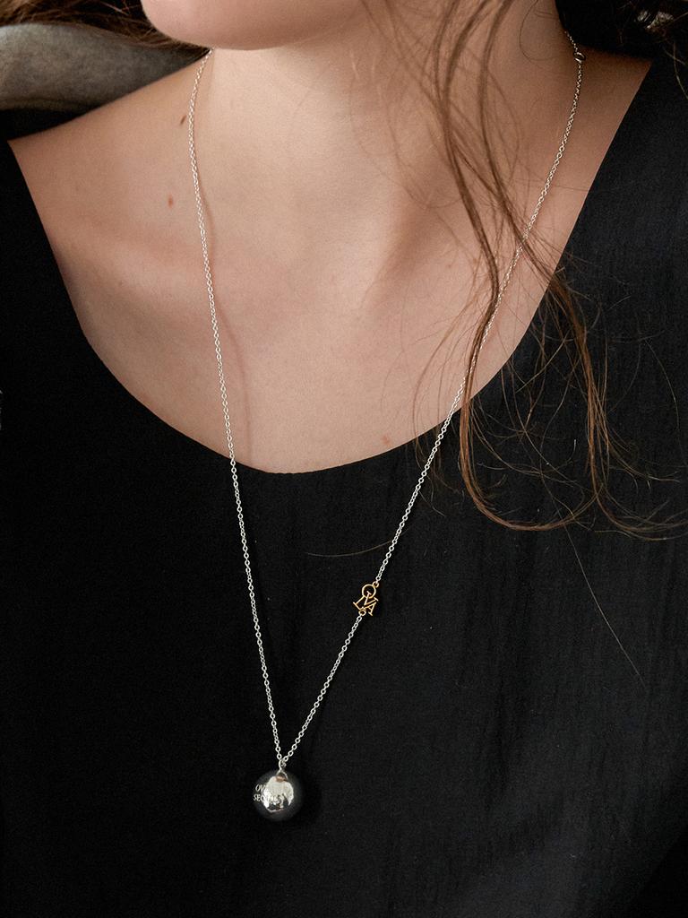 Obla Combi Bold Ball Necklace_Silver Jn033