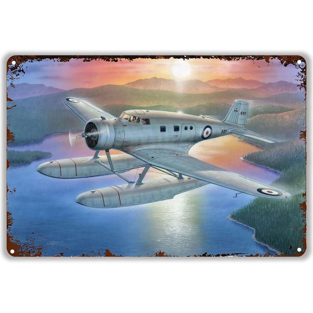 Military Metal Tin Signs Fight Plane Wall Art Poster Plaque Vintage Iron Painting Decoration for Home Cafe Washing Room Club