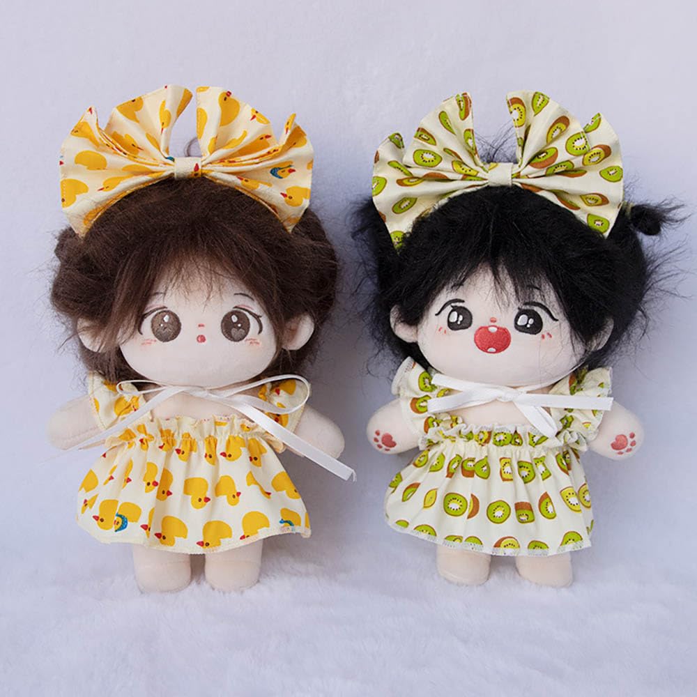 niannyyhouse 10cm, 15cm, 20cm Plush Clothes, Fruit Pattern Headwear, Dress, Dress-Up, Cotton Doll Accessories (A5, 10cm)