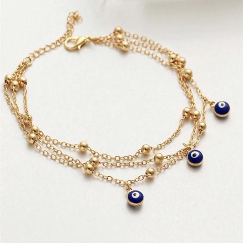 Adjustable Demon Blue Eye Charm Anklet Gold/Silver Simple Women