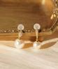 Alleun Silver 925 Cubic Teardrop Pearl Earrings Bold Mini