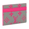 Louis Vuitton Double Logo Print Monogram Glow Coated Canvas Card Holder Men Accessories Gray Pink M15032