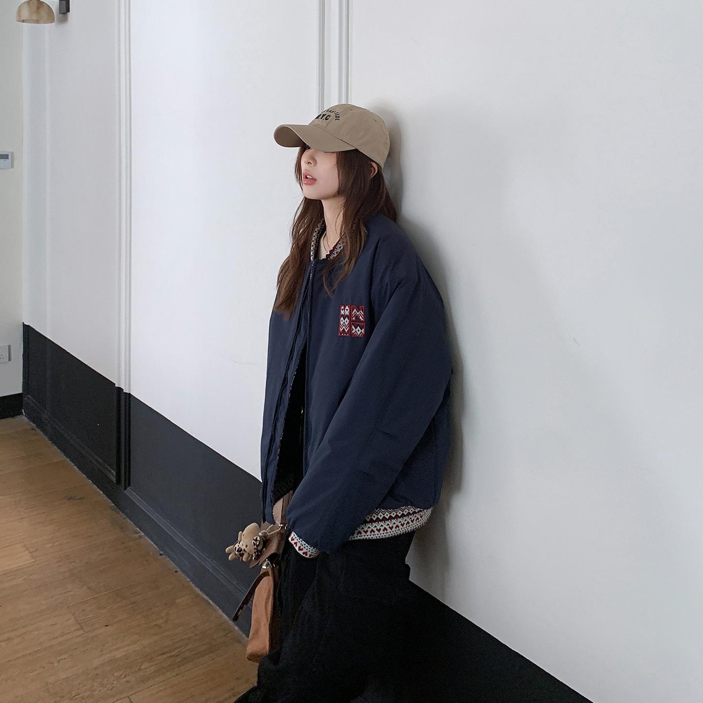 

Retro Senior Sense Thickened Baseball Cotton Clothes Women s Winter New Couple Loose Padded Jacket S