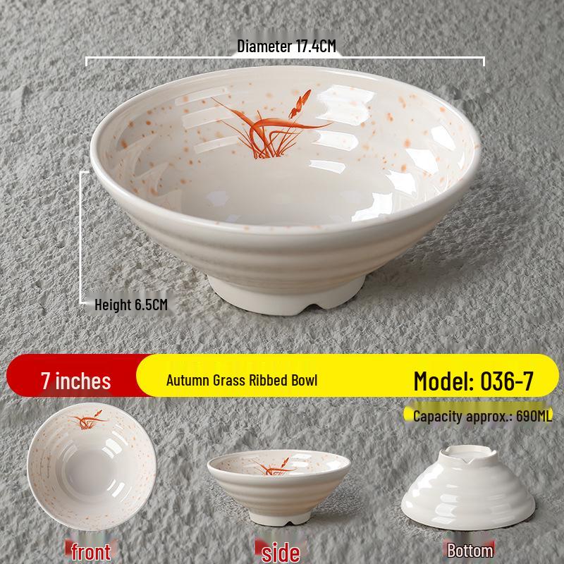 Durable Melamine Noodle Bowl - Imitation Porcelain for Soup, Ramen, Mala Tang & Luosifen
