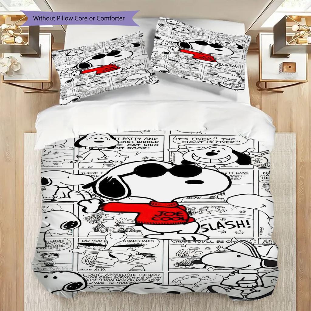 1PC Snoopy Pattern Bedding Quilt Set Quilt Cover Pillowcase Home Decoration Birthday Gift (1 * Duvet Cover + 2 * Pillowcase, Without Core)