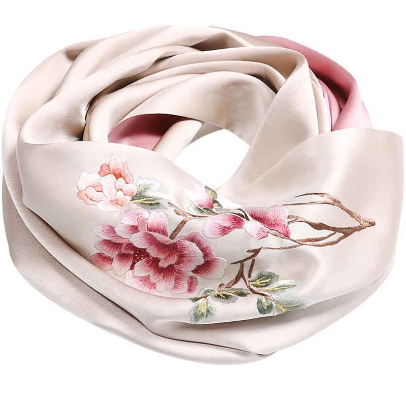 Шарф из тутового шелка ручной вышивки Чжи Цзинь Лоу Сучжоу