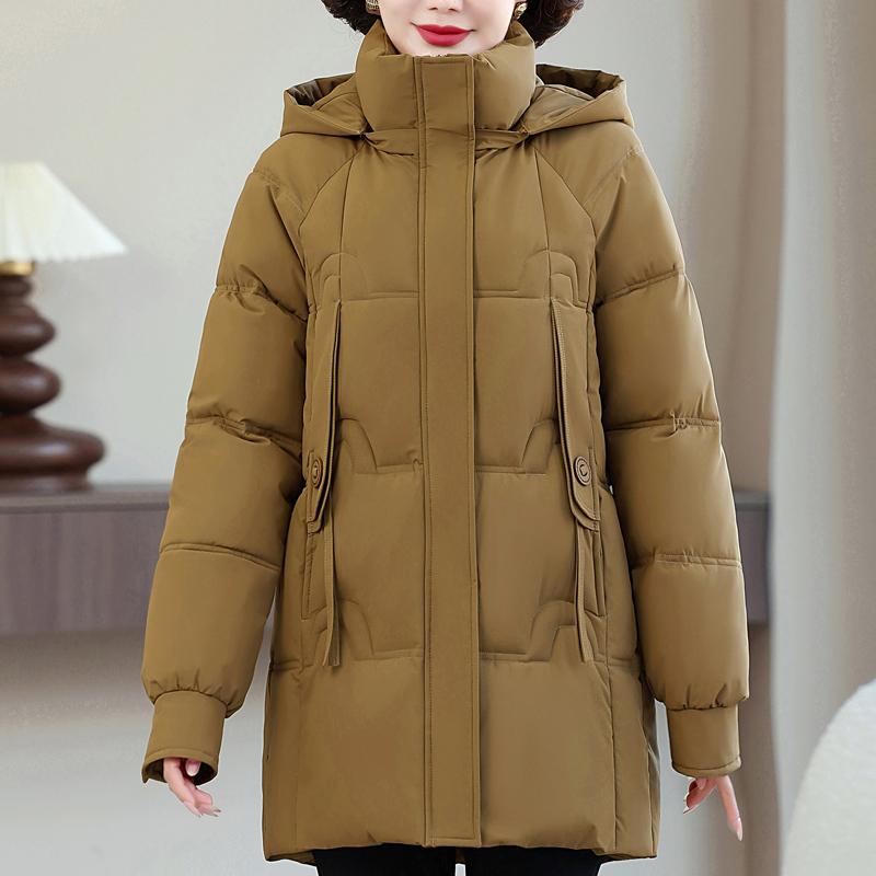 Parka Lungă pentru Femei Plus Size, Jachete Calde de Iarnă, cu Glugă, Elegantă, Largă, Groasă, Îmbrăcăminte Exterioară, Palton pentru Femei de Vârstă Mijlocie