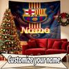 Custom Name Personalized FOOTBALL Club Barcelona Print Tapestry, Wall Art Decor, Bedroom, Dorm, Apartment, LivingRoom, Party Backdrop, Gift for Birthd