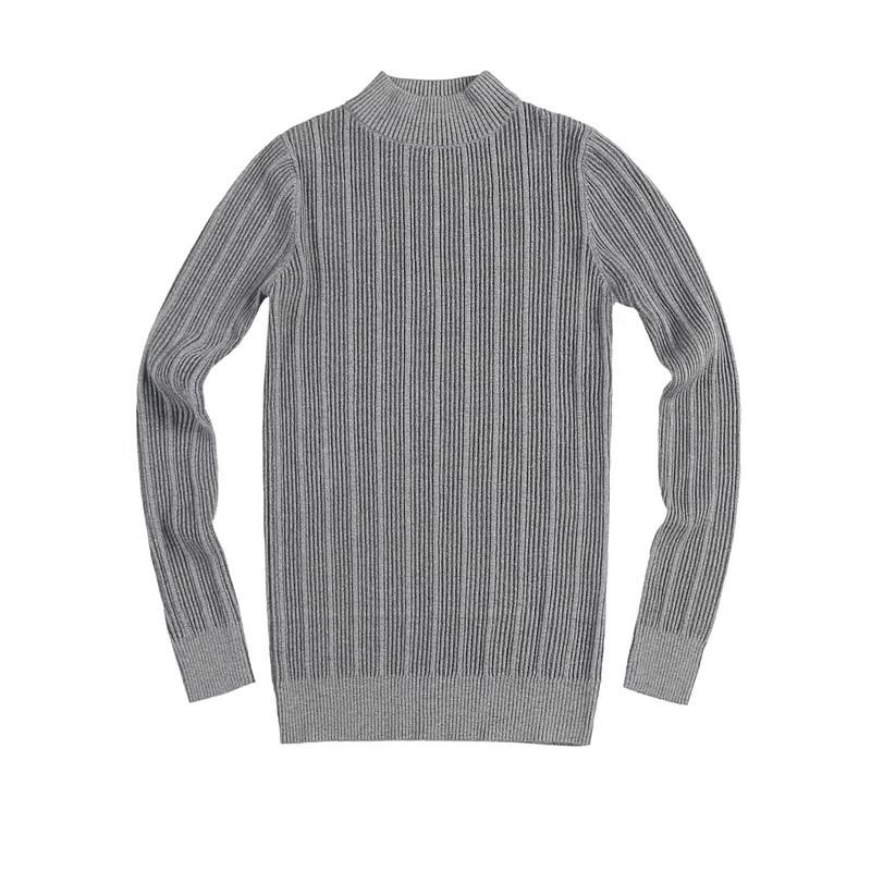 Men's High-Elasticity Ice Silk Ribbed Long Sleeve Striped T-Shirt