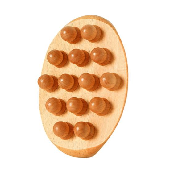 Wooden Massage Tools with Handle 14 Beads Wooden Massage Roller for Body Shaping Lymphatic Drainage Cellulite Reduction Gua Sha Massager