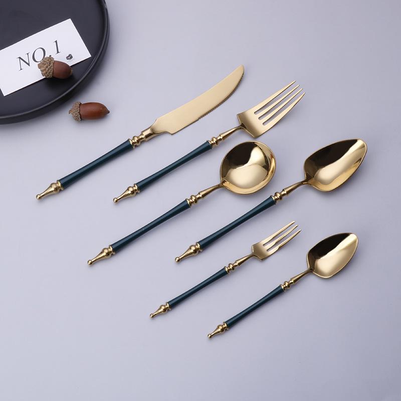 304 Stainless Steel Western Cutlery Set: Knife, Fork, Spoon, Coffee Spoon, Roman Column Design, European Style, 4-Piece