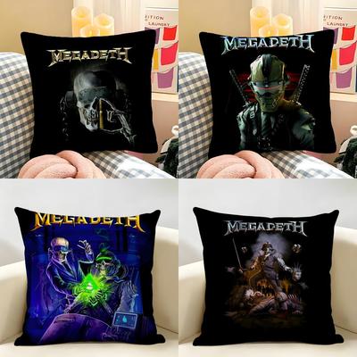 MMegadeths Heavy Metal Band Cushion Cover Natural Linen Organic Fabric DoubleSided Printing Room Sofa Decor Pillow Case