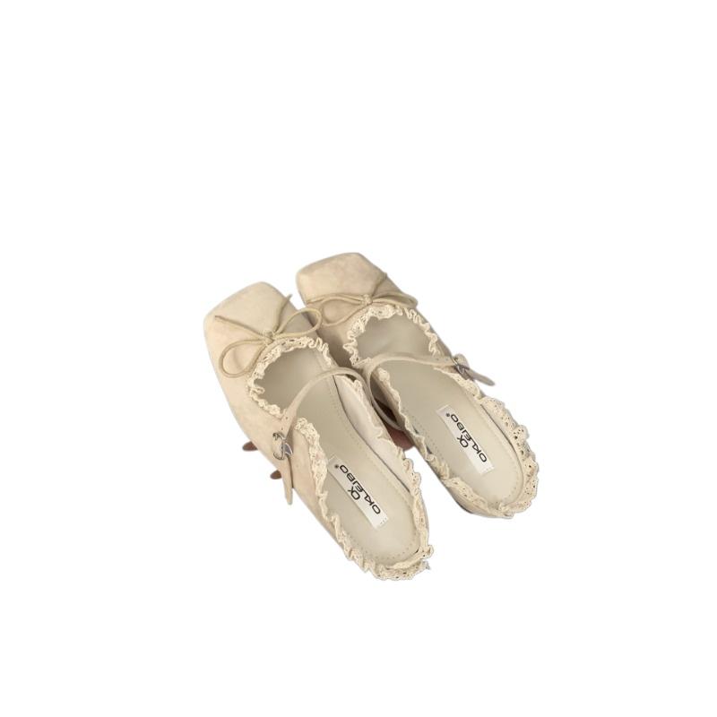 Mode Printemps 2025 Mode Boucle Dames Ballerines Mules Chaussures Féminines Nœud Papillon Chaussures Plates Peu Profondes pour Femmes Mary Janes Chaussures à Enfiler