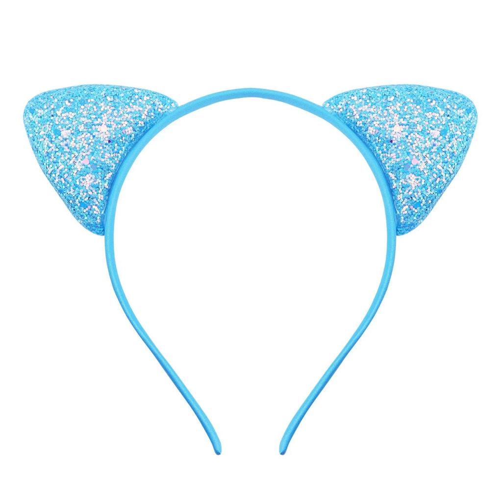 Glitzerndes süßes Katzenohren-Stirnband, Kitty-Stirnband, Damen, Mädchen, Kinder, glitzerndes Haar, Metallreifen, glänzende Haarbänder, Haar-Accessoires