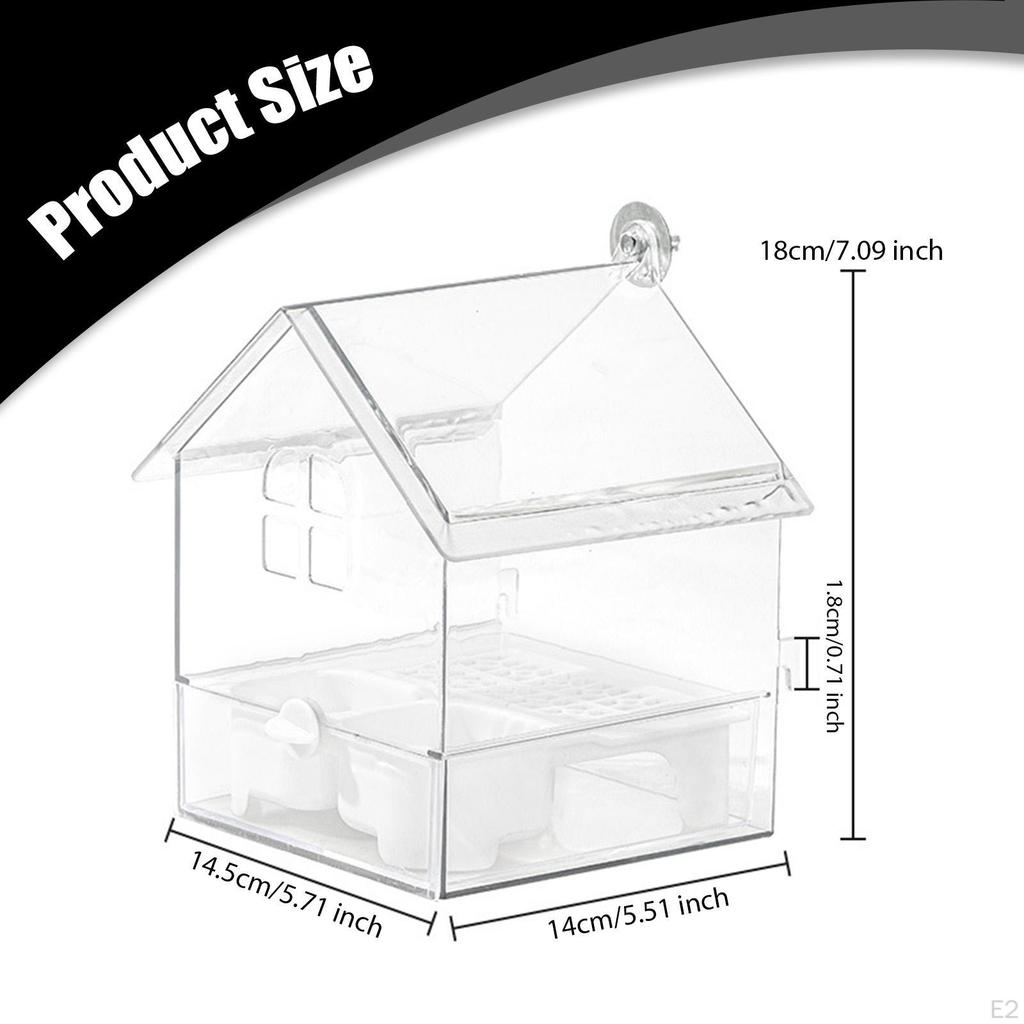 Pull Out External Parrot Feeder Bird Decorative Clear Bath Dish for Outdoor Outside