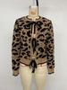 2026 Autumn/Winter Leopard Print Lace-up Round Neck Cardigan Sweater