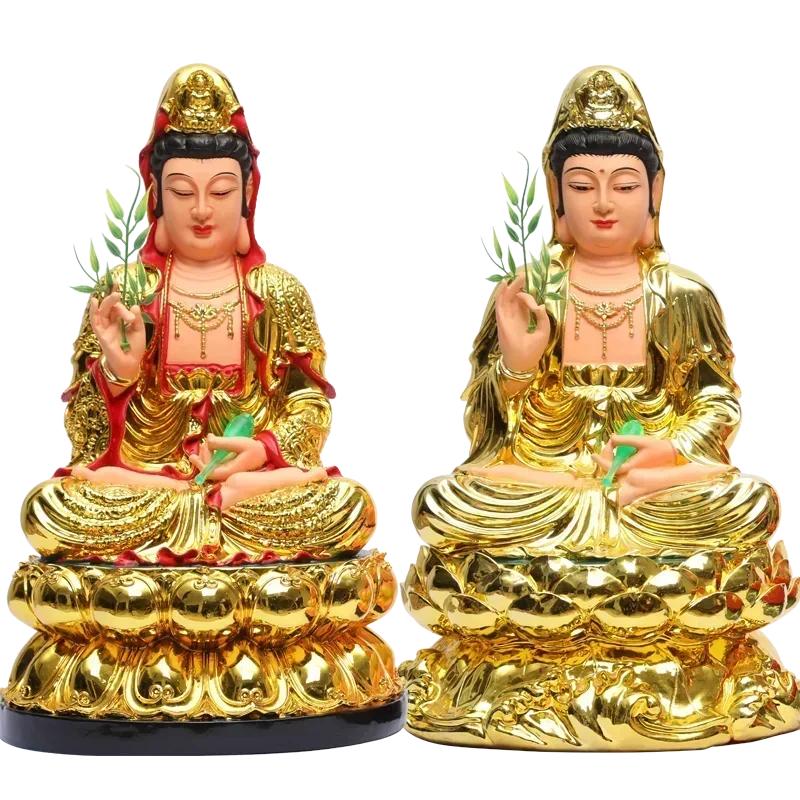 30CM/11.8"(H) Home Worship of Guanyin Buddha Temple Handmade Resin Guanyin Bodhisattva Household Ornaments Nanhai Guanyin God