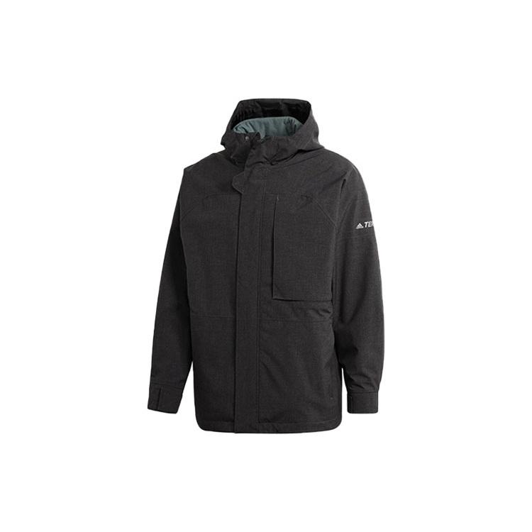 Men s adidas Outdoor 3 In 1 logo Sports Hooded Jacket Black GE9893 XXL
