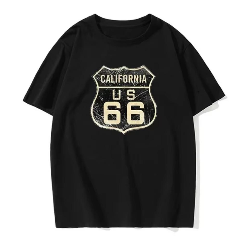 Neues Sommer Herren American Retro T-Shirt Hip-Hop Mode Lässig Persönlichkeit 66 Design Kurzarm Alltagskleidung
