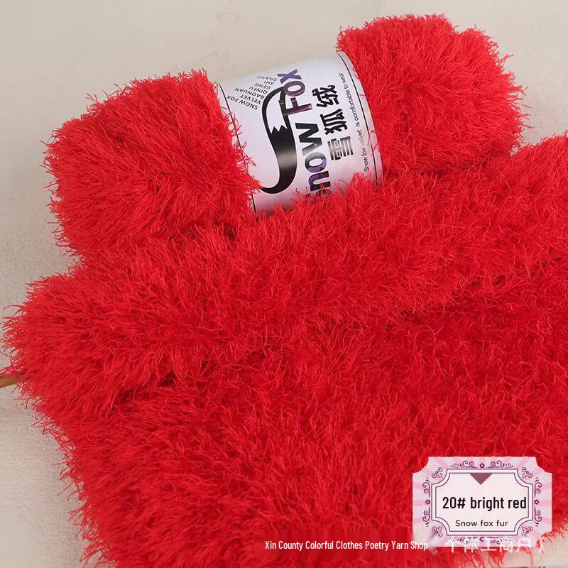 Schneefuchs Flauschiges Garn: Langhaariges Nerz-Korallenfleece zum DIY-Stricken von Babyhüten und Schals