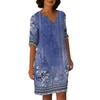 Dresses For Womens Vintage Print Tunic Waisted Midi Dress Summer Casual  Half Sleeve Dress