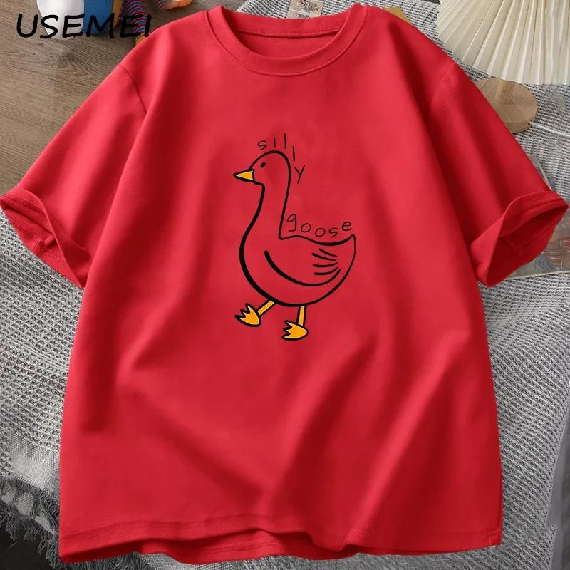 Problematic Goose 2025 pure cotton T-shirt top gender-neutral clothing summer trend round neck street short-sleeved clothing