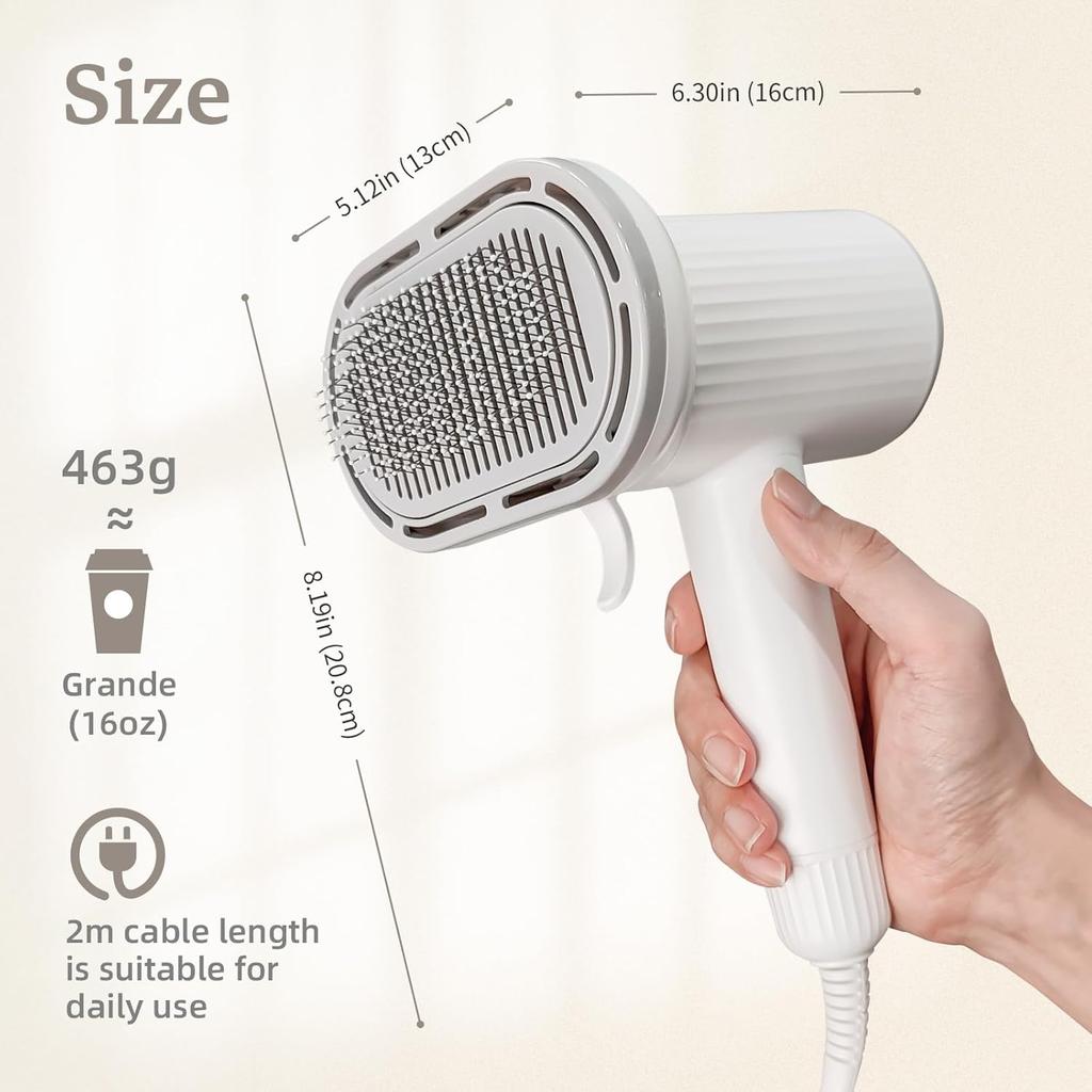 Dog Brush for Shedding, 2in1 Pet Hair Dryer Dog Grooming Brush with Removable Comb, Adjustable Temperature Speed, Portable Brush