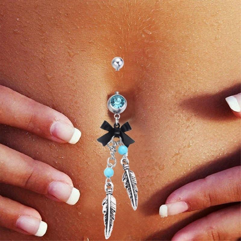 Fashion Bowknot Dream Catcher Feather Navel Ring Belly Rings Sexy for Women Body Piercing Jewelry