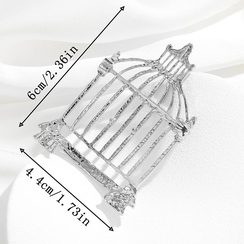 Chic European-American Birdcage Brooch Pin for Women's Daily Wear.