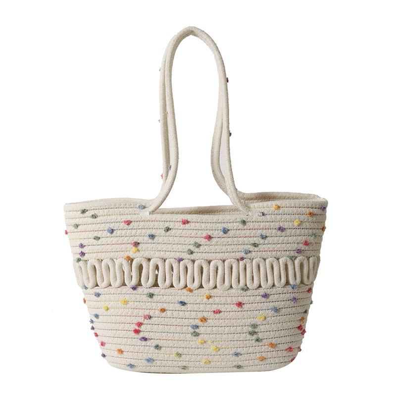 Summer Niche Straw Bag Women's 2025 New Trendy Woven Bag Beach Bag Large Capacity Shoulder Basket Bag Portable