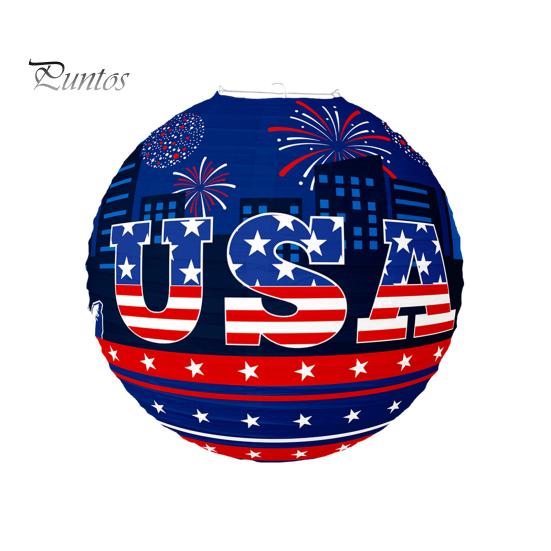 Paper Lantern Festive Independence Day Decoration USA Themed Pattern Hanging Paper Lantern Party Home Decor