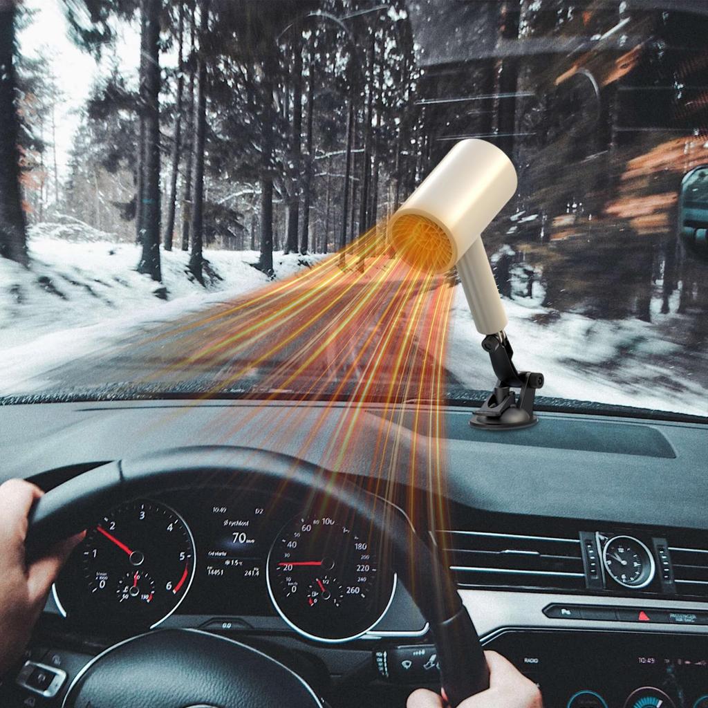 12V Car Heater Defroster Fast Heating Windshield Defogger, Dashboard Steering Wheel Interior Seat Foot Warmer  for Truck SUV RV