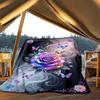 1pc Rose Butterfly Throw Blanket Polyester Fiber, Lightweight Flannel, Soft & Warm, All Season Use for Outdoor, Camping