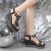 Fashion 2025 Summer Women's Fashion Bow Design Fish Mouth Casual Sandals Shiny Open Toes Comfortable Versatile Beach Wedge Heel Sandals