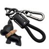 French Bulldog Real Leather Puppy Keychain with Apple Pendant - Wedding Toss Gift