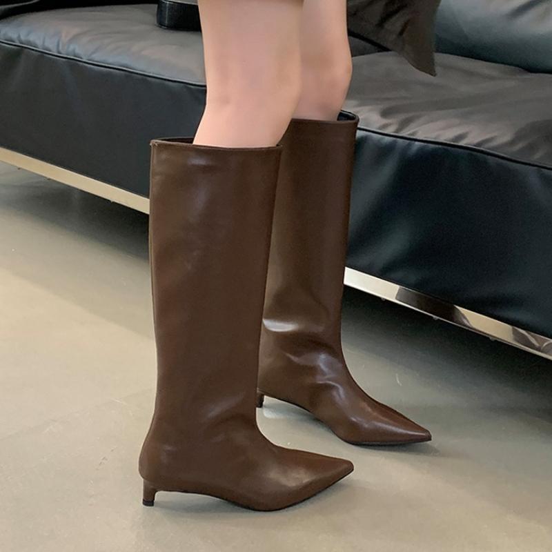 Fashion Women High Boots Pointed Toe Knee High Heels Shoes Designer 2025 Trend New Fashion Winter Knight's Boots Sexy Woman Pumps Botas