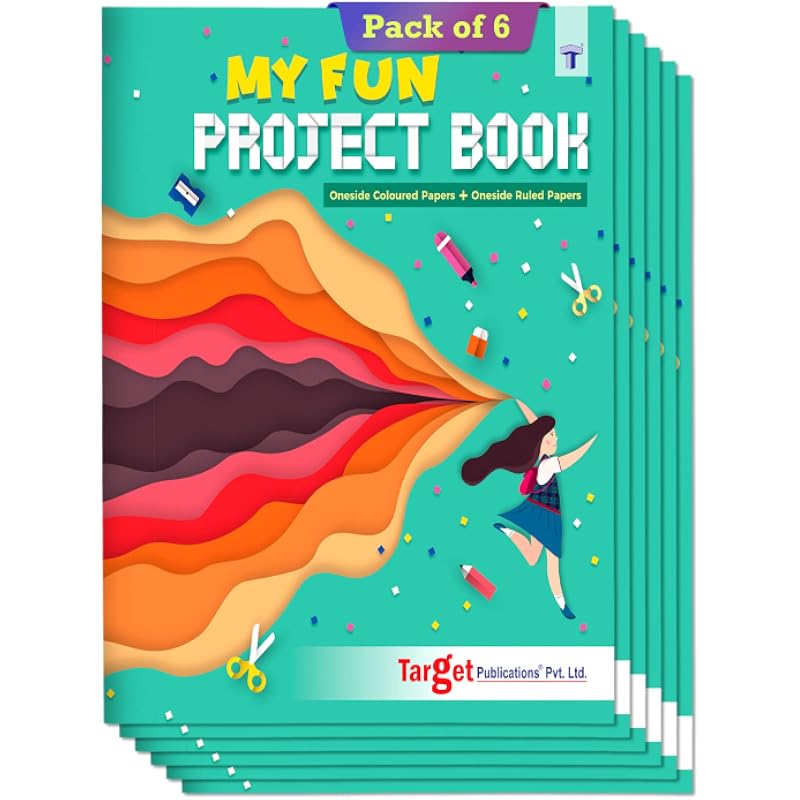 Project Books for Kids | Project Papers for School, College & Home | 32 Pages A4 Size | 1 Side Ruled & 1 Side Colored Pl