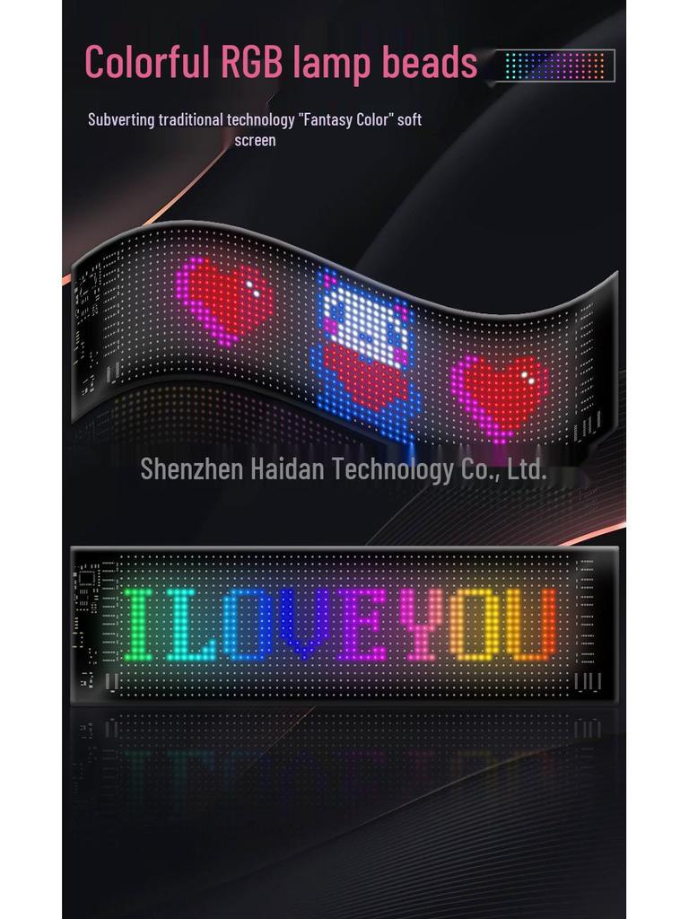 LED Bluetooth Smart Display: USB-Powered Flexible Full-Color Advertising Screen for Cars